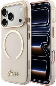 Etui Guess IML Script Metal MagSafe do Apple iPhone 17 Pro Pink (GUHMP17L5HTCSMSP)