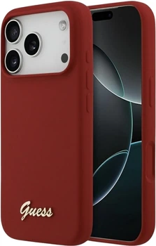 Etui Guess Silicone Script Metal Logo MagSafe do Apple iPhone 17 Pro Magenta (GUHMP17LSMBSLM)