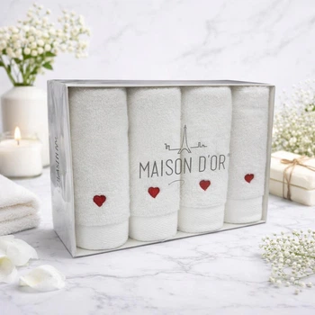 Набор полотенец Maison D'or Love Red махровые 30-50 см, белые