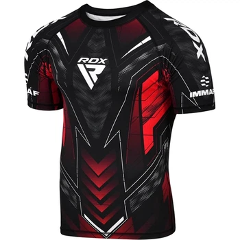 Компресійна Футболка RDX IMMAF Approved Half Sleeves Compression Shirt Чорно-Червоний L (CSH-IMF-1R-L)
