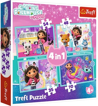 Zestaw puzzle Trefl 4 w 1 Gabby's Dollhouse: Wielka przygoda Gabby 35/48/54/70 elementów 34670 (5900511346701)