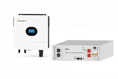 Комплект автономного енергопостачання інвертор Growatt SPF 6000 ES Plus 6 кВт + батарея Deye SE-G5.1 Pro-B 5.12 кВт·год White