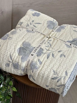 Плед двухсторонний муслиновый евро L&M Home Textiles 20294 200х220 см голубой
