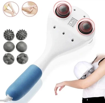 Електричний ударний масажер Maxtop Massage Hammer HSM-50307 GOGO Massage 730 вібромасажер для шиї плечей спини рук стегон сідниць литок з регулюванням інтенсивності 3 насадки 220В