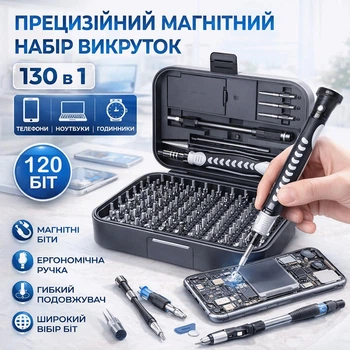 Стильный, профессиональный набор, прецизионных магнитных отверток 130 в 1 Sharden для точных работ по ремонту Телефонов, Ноутбуков (KC-800130)