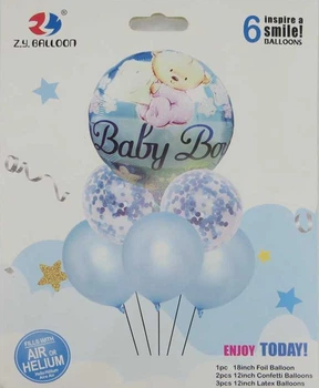 Набір повітряних кульок /1212-11-B/ "Baby-boy" 6шт.(1шт.-45см, 5шт.-30см) блакитний