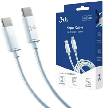 Kabel 3MK Hyper Cable USB Type-C - USB Type-C 5A 2 m biały (5903108464543)