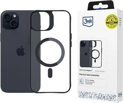 Etui 3MK Satin Armor MagCase do Apple iPhone 15 Plus Black + Transparent (5903108563826)