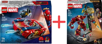 Набір конструкторів LEGO Super Heroes Marvel Автомобіль Людини-павука vs. Отруєний Росомаха 134 деталі + Super Heroes Marvel Легендарна битва: Халкбастер vs. Халк 413 деталі (563834175_563834190)