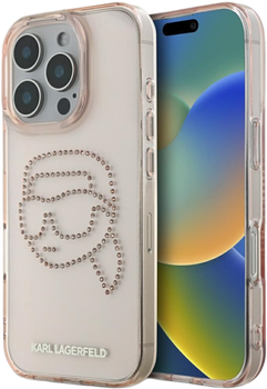 Etui Karl Lagerfeld IML Rhinestones Karl Head do Apple iPhone 16 Pro Pink (3666339352240)