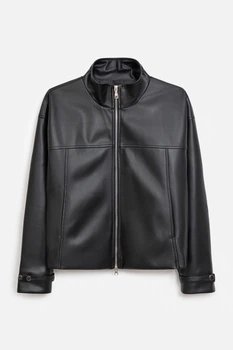 Куртка кожаная женская Zara 3461/201/800 S-M Черная