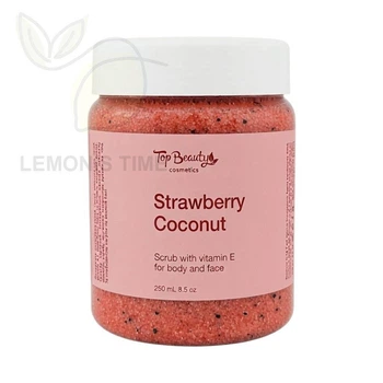 Сахарный скраб для лица и тела клубника - кокос Top Beauty Scrub Strawberry - Coconut 250 мл