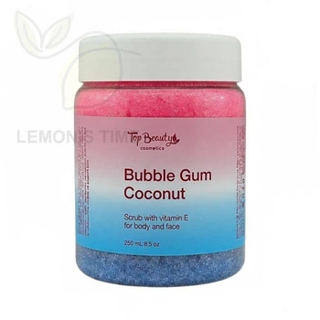 Сахарный скраб для тела и лица Жвачка Кокос Top Beauty Scrub for Body and Face Bubble Gum Coconut 250 мл