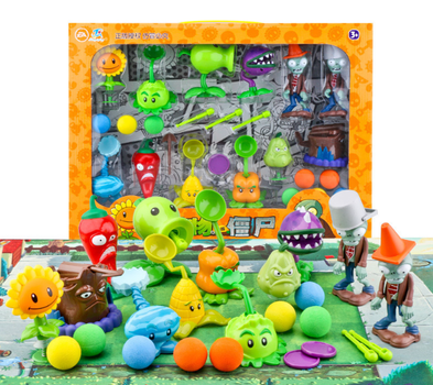 Детский набор фигурок Растения против Зомби фигурки Plants vs Zombies в большой коробке