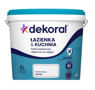 Краска DEKORAL LAZENKA&KUCHNIA, снежно-белая, 5 л