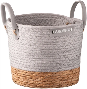 Кошик для зберігання Ardesto Minimalism паперовий шпагат рогожка 23х23х19 см Сірий (ARHC2506RG)