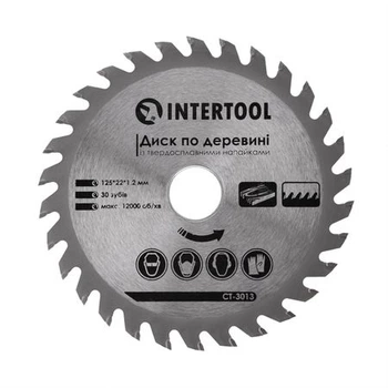 Диск пильний по деревині 125х22х1.4 мм, 30 зубів INTERTOOL CT-3013