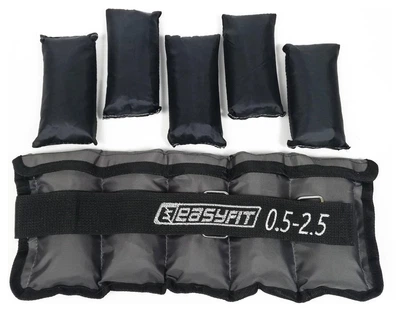 Обтяжувачі для ніг та рук з металом EasyFit Metal набірні зі змінною вагою 0,5-2,5 кг (Чорний)