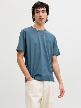 Футболка хлопковая длинная мужская Jack & Jones 12151955 XL Blue Mirage (5715832167412)