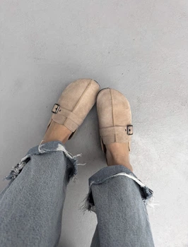 Замшеві сабо, шльопанці, клоги з ремінцем в стилі Birkenstock Meideli Жіночі Бежевий 36 (23,5 см) (d95-10 beige)