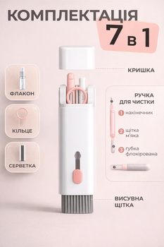 Набор для чистки гаджетов 7в1, для клавиатуры, наушников, экранов, телефона