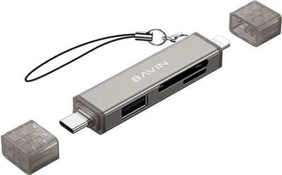 Кардрідер Bavin OTG-98 3 в 1 Type-C/Lightning/TF/SD/USB 2.0 Gray (OTG-98 GY)