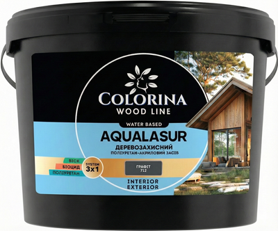 Лазурь деревозащитная с УФ-фильтром Colorina AQUALASUR (2.5 л) графит