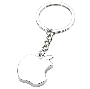 Брелок металевий для ключів, сумок, рюкзаків "Apple / Епл / Логотип" сріблястий