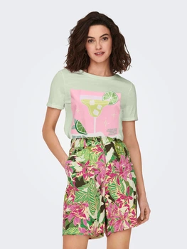 Футболка хлопковая женская ONLY 15291465 L Green Lily (5715866549376)