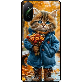 Чехол силиконовый бампер Candy для Xiaomi Poco F7 с рисунком Котик с букетом