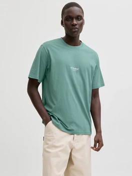Футболка хлопковая длинная мужская Jack & Jones 12278787 2XL Mineral Blue (5715830434257)