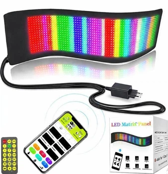 Світлодіодна LED панель для авто ART-0569 RGB 133 ×19.2 см Bluetooth від мережі IP65 управління через телефон і пульт текст анімація