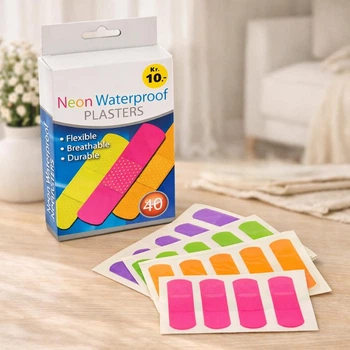 Пластир водонепроникний Neon Waterproof, 40 шт, 7,2x1,9 см (Бактерицидний пластир для ран)
