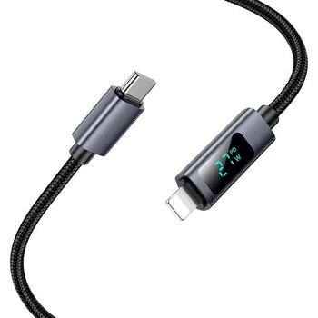 Кабель Hoco Type-C-Lightning 1м LED-дисплей 27W для айфона Black (X112TСIP Black)