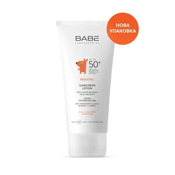 Дитячий сонцезахисний лосьйон для обличчя та тіла spf 50+ PEDIATRIC 100 мл BABE