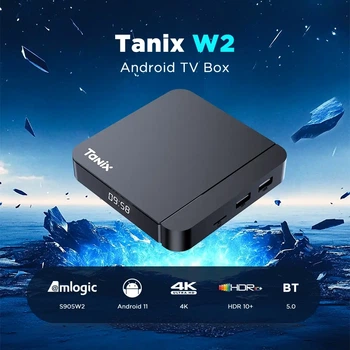Смарт ТВ приставка Tanix W2 4/32 GB Amlogic S905W2 Android 11 | 4K HDR медиаплеер с AV1 на андроид | Smart TV Box | ТВ Бокс с WiFi 2.4 и 5ГГц + YouTV Максимальный | ТВ каналы | Фильмы и Сериалы