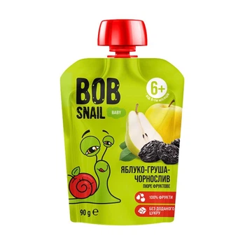 Детское пюре яблоко-груша-чернослив 90г Bob Snail