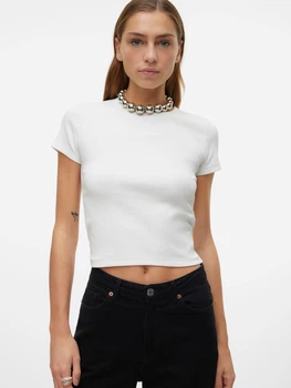 Футболка бавовняна коротка жіноча Vero Moda 10306894 M Snow White (5715511408041)