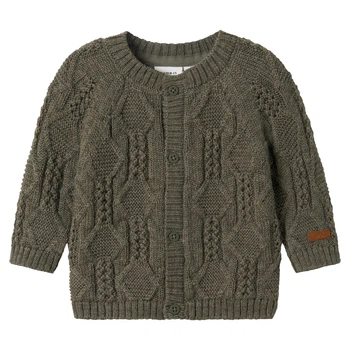 Кардиган из шерсти мериноса Name it Emil, цвет оливковый, размер 62 (243.13228932.MBAS)