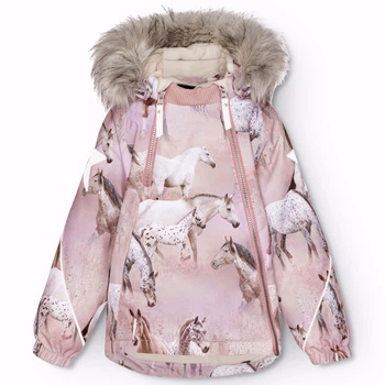 Зимова термокуртка Molo Hopla Fur Dreamy Horses, колір рожевий, розмір 98 (5W24M318.9109)