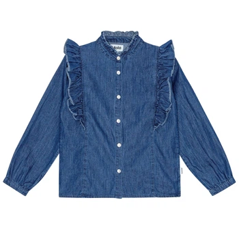 Сорочка джинсова Molo Raphaella Mid Blue Wash, колір синій, розмір 110/116 (2W24C202.8074)