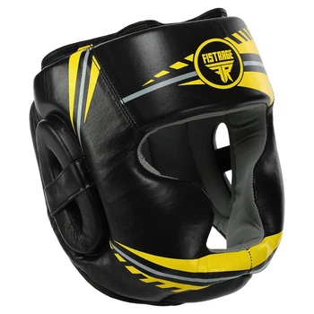 Шолом боксерський шкіряний з повним захистом Zelart Pro Training 9358 розмір XL Black-Yellow