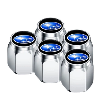 Металлические колпачки на ниппель с логотипом Subaru хром 5 шт