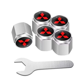Металлические колпачки на ниппель с логотипом Mitsubishi хром 5 шт