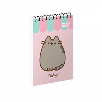 Зошит для записів YES, А7, 80 аркушів, Pusheen, клітинка, на спіралі, (152347)