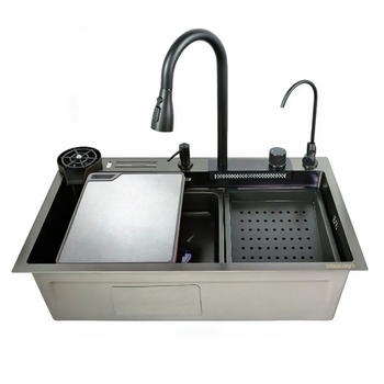 Мийка багатофункціональна Zerix ZH7546-SET-06 Micro Decor Graphite з вбудованим змішувачем із неірж.сталі (ZM5587)