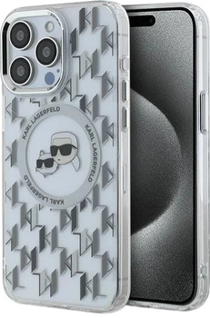 Панель Karl Lagerfeld IML Monogram Karl & Choupette Head MagSafe для Apple iPhone 15 Pro Transparent (3666339285326)