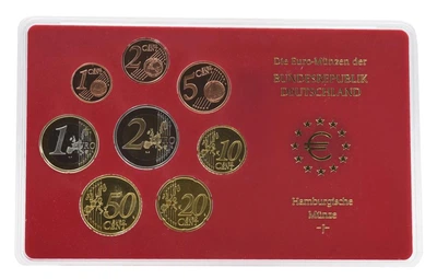 Набор монет Германия набор из 8 монет евро 2003 UNC J 1, 2, 5, 10, 20, 50 евроцентов, 1, 2 евро в сувенирной упаковке