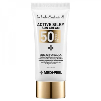 Солнцезащитный крем с комплексом пептидов и шелка Medi-Peel Active Silky Sun Cream SPF50+PA+++++