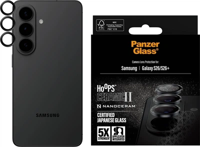 Szklo hartowane na obiektyw Panzer Glass Hoops Ceramic II Lens Protector do Samsung Galaxy S26 / S26+ Black (PG10851)